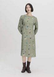 hessnatur Damen Kleid Midi Regular aus TENCEL™ Lyocell - grün Grösse34