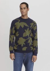 hessnatur Herren Pullover Jacquard Regular aus Bio-Baumwolle mit Bio-Merinowolle - grün Grösse56