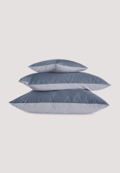 hessnatur Satin Wende-Kissenbezug aus Bio-Baumwolle - blau Grösse40x40 cm