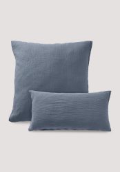 hessnatur Musselin Kissenbezug aus Bio-Baumwolle - blau Grösse80x80 cm