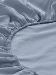 hessnatur Satin Spannbettlaken aus Bio-Baumwolle - blau Grösse180x200 cm