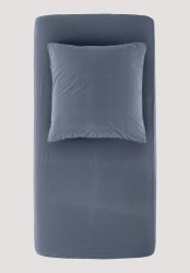 hessnatur Perkal Spannbettlaken aus Bio-Baumwolle - blau Grösse180x200 cm