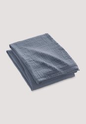 hessnatur Musselin-Decke aus Bio-Baumwolle - blau Grösse180x230 cm