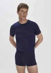 hessnatur Herren Pants Regular Cut im 3er-Pack COTTON MIX aus Bio-Baumwolle - blau - Größe 5 = M