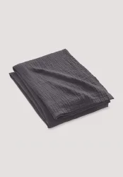 hessnatur Musselin-Decke aus Bio-Baumwolle - grau - Größe 130x180 cm