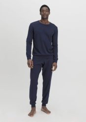 hessnatur Herren Pyjama PURE NATURE aus Bio-Baumwolle - blau Grösse46