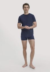 hessnatur Herren T-Shirt PURE COTTON aus Bio-Baumwolle - blau Grösse54