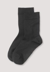 hessnatur Damen Socken im aus Bio-Merinowolle mit Bio-Baumwolle - schwarz Grösse41-43