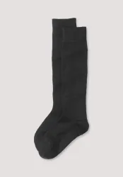 hessnatur Kniestrumpf im 2er-Pack aus Bio-Merinowolle mit Bio-Baumwolle - schwarz - Größe 43-46