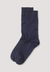 hessnatur Herren Socken im aus Bio-Merinowolle mit Bio-Baumwolle - blau Grösse43-45
