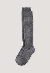 hessnatur Kniestrümpfe im 2er-Pack aus Merinowolle mit Bio-Baumwolle - grau - Größe 41-43