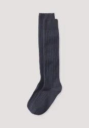 hessnatur Kniestrümpfe im aus Merinowolle mit Bio-Baumwolle - blau Grösse35-37