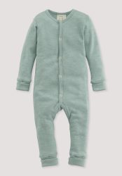 hessnatur Baby Schlafoverall aus Bio-Baumwolle mit Bio-Merinowolle und Seide - grün Grösse86/92