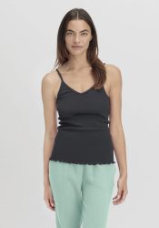 hessnatur Damen Spaghetti Top V-Neck im PURE COTTON aus Bio-Baumwolle - schwarz Grösse40