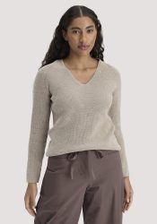 hessnatur Damen Strick Pullover Regular aus Bio-Baumwolle - beige GrösseM