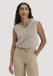hessnatur Damen Strick Top Regular aus Bio-Baumwolle - beige GrösseS