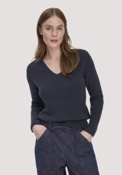 hessnatur Damen Strick Pullover Regular aus Bio-Baumwolle - blau GrösseS