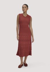 hessnatur Damen Strick Kleid Midi aus Bio-Baumwolle - braun GrösseS