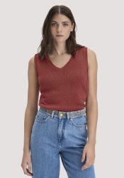 hessnatur Damen Strick Top Regular aus Leinen mit Bio-Baumwolle und LENZING™ ECOVERO - braun GrösseS