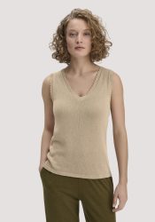 hessnatur Damen Strick Top Regular aus Leinen mit Bio-Baumwolle und LENZING™ ECOVERO - beige GrösseS