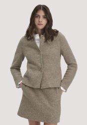 hessnatur Damen Walk Jacke Regular aus Bio-Merinowolle - grau Grösse46