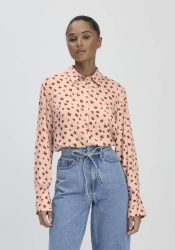 hessnatur Damen Print Bluse Relaxed aus LENZING™ ECOVERO™ Viskose - orange Grösse36