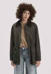 hessnatur Damen Wachsjacke Regular aus Bio-Baumwolle - grün Grösse38