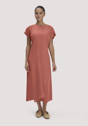 hessnatur Damen Gewebe Kleid mit Wickeloptik Midi aus TENCEL™ Lyocell - orange Grösse36