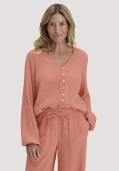 hessnatur Damen Musselin Bluse Relaxed aus Bio-Baumwolle - orange Grösse34