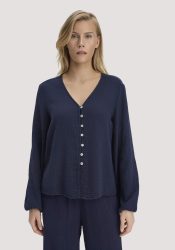 hessnatur Damen Musselin Bluse Relaxed aus Bio-Baumwolle - blau Grösse36
