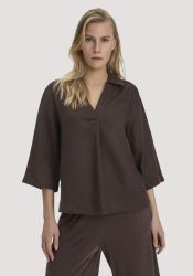 hessnatur Damen Bluse Relaxed aus Leinen - braun Grösse34