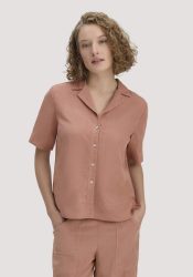 hessnatur Damen Bluse Relaxed aus TENCEL™ Lyocell mit Leinen - rosa Grösse38