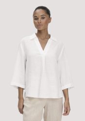 hessnatur Damen Bluse Relaxed aus Leinen - weiß Grösse36