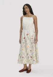 hessnatur Damen Kleid A-Linie Midi aus Bio-Baumwolle - natur - Größe 36