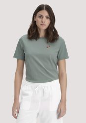 hessnatur Damen Print T-Shirt Relaxed aus Bio-Baumwolle - grün Grösse36