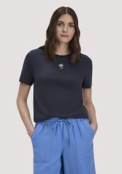 hessnatur Damen Print T-Shirt Relaxed aus Bio-Baumwolle - blau Grösse46