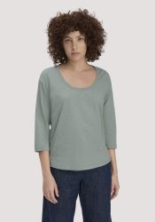 hessnatur Damen Light Slub Longsleeve Relaxed aus Bio-Baumwolle - grün Grösse34