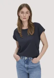 hessnatur Damen Light Slub T-Shirt Relaxed aus Bio-Baumwolle - blau Grösse44
