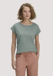 hessnatur Damen Light Slub T-Shirt Relaxed aus Bio-Baumwolle - grün Grösse48