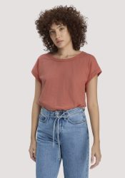 hessnatur Damen Light Slub T-Shirt Relaxed aus Bio-Baumwolle - orange Grösse48