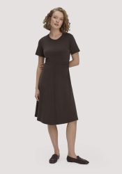 hessnatur Damen Jersey Kleid Kniebedeckend Slim aus Bio-Baumwolle - braun Grösse38