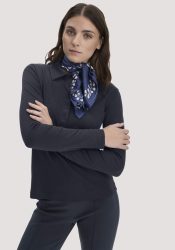 hessnatur Damen Longsleeve Polo Slim aus Bio-Baumwolle - blau Grösse34