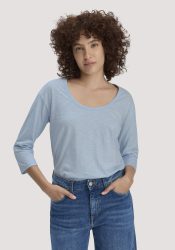 hessnatur Damen Light Slub Longsleeve Relaxed aus Bio-Baumwolle - blau Grösse34