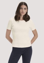 hessnatur Damen Pointelle T-Shirt Regular aus Bio-Baumwolle - beige Grösse48