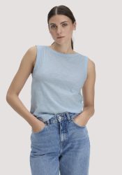 hessnatur Damen Light Slub Jersey Top Regular aus Bio-Baumwolle - blau Grösse48