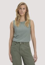 hessnatur Damen Light Slub Jersey Top Regular aus Bio-Baumwolle - grün Grösse48