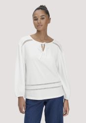 hessnatur Damen Bohemian Lace Longsleeve Oversize aus Bio-Baumwolle - weiß GrösseL