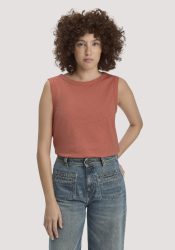 hessnatur Damen Light Slub Jersey Top Regular aus Bio-Baumwolle - orange Grösse34