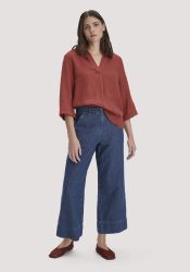 hessnatur Damen Jeans ENNELIE Culotte Wide Leg aus Bio-Baumwolle mit TENCEL™ Lyocell und Leinen - blau Grösse25/29