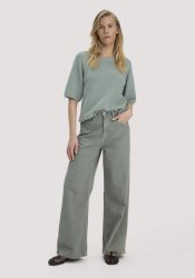 hessnatur Damen Jeans VONNA Super Wide Leg aus Bio-Baumwolle mit TENCEL™ Lyocell - grün Grösse28/34